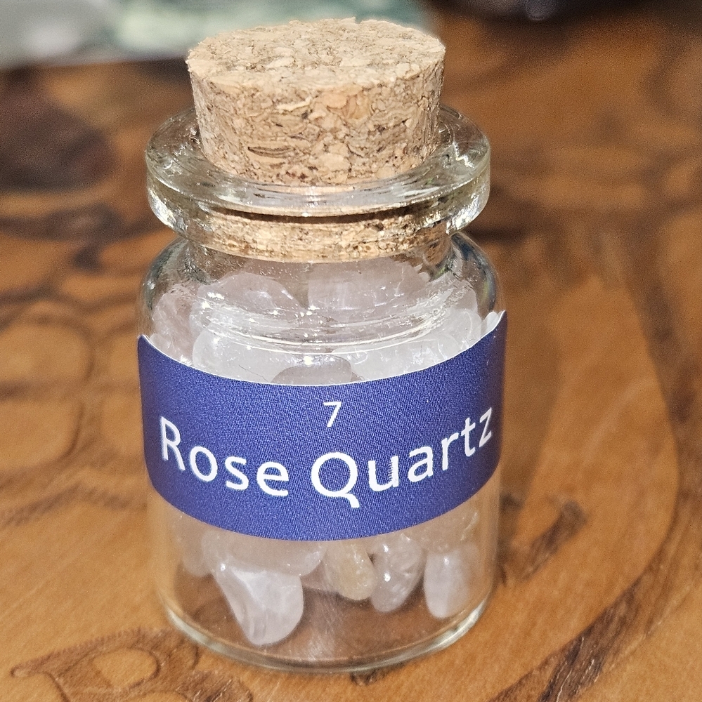 Rose Quartz Energy Healing Stones in Glass Jar